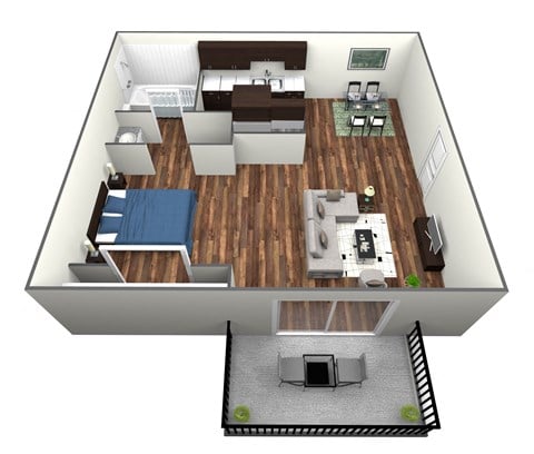 Floor plan for studio, 1 bath, 510 sqft
